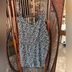 Black and white romper with flowers